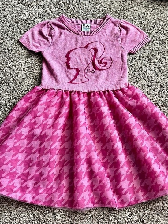 Barbie Other - Barbie Girls Pink Houndstooth Dress M 7-8 Halloween Barbiecore